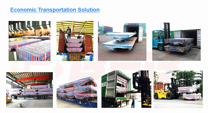 Große Tabellen-batteriebetriebene Wagen-industrielle Übertragung, flexible motorisierte Übergangslaufkatze auf Eisenbahnen